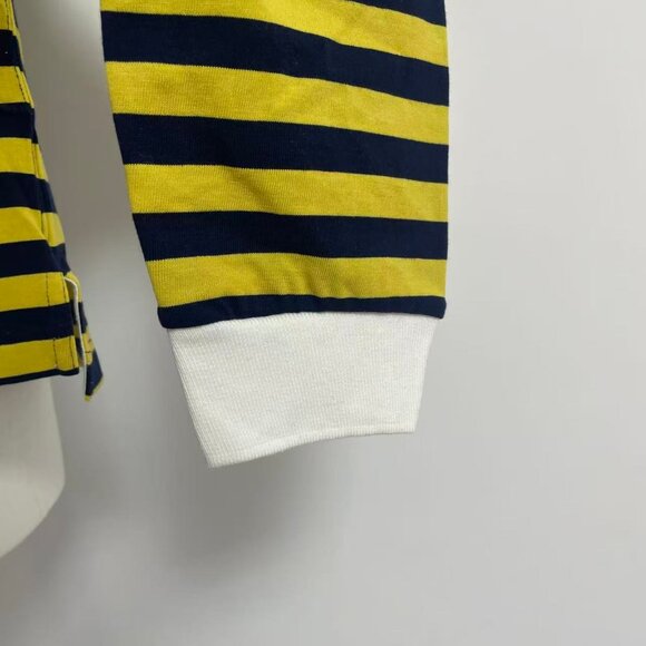 Women’s Blue/yellow striped polo with logo - Picture 5 of 14